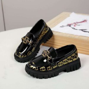 Black leather loafers